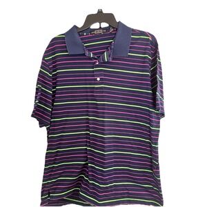 Carnoustie Golf Polo Shirt‎ Mens XL Short Sleeve Striped Navy